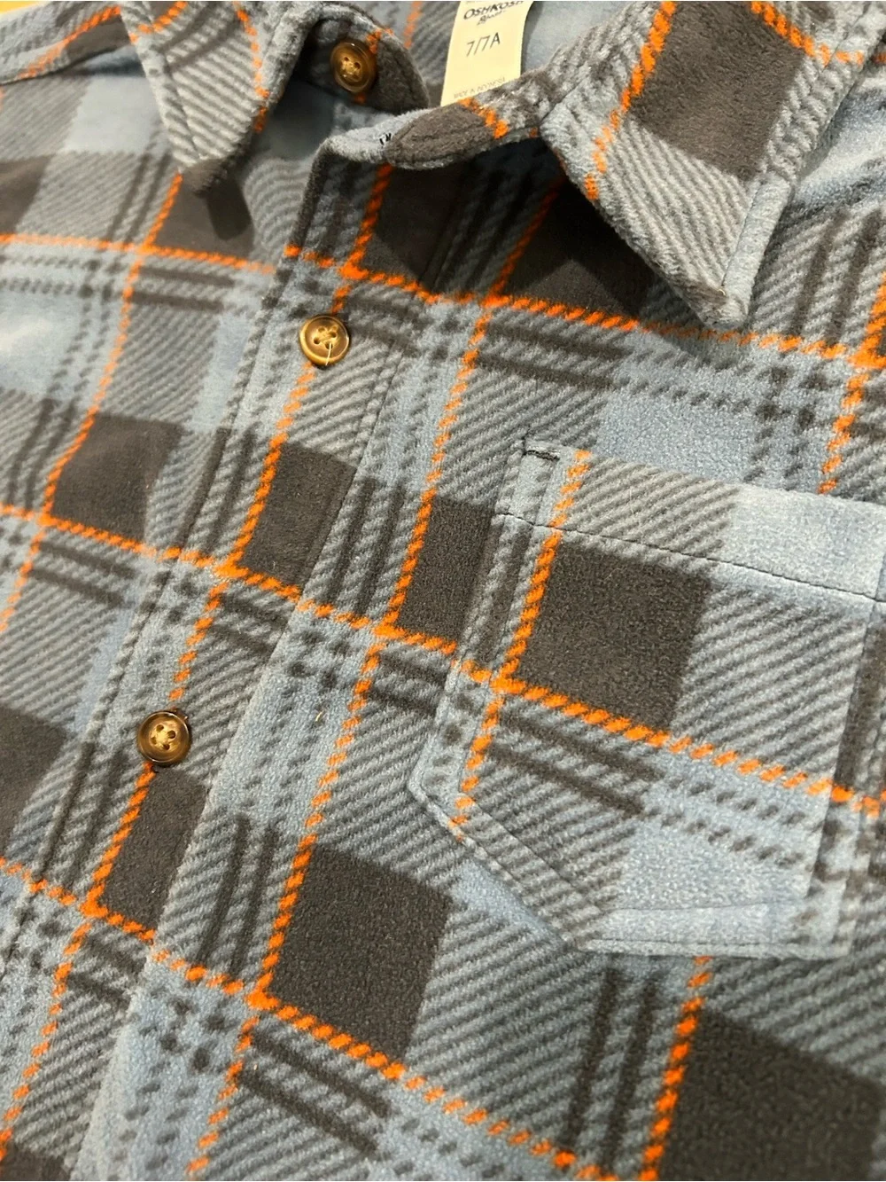 Oshkosh B’gosh Boys Size 7 Fleece Button Down Long Sleeve Shirt